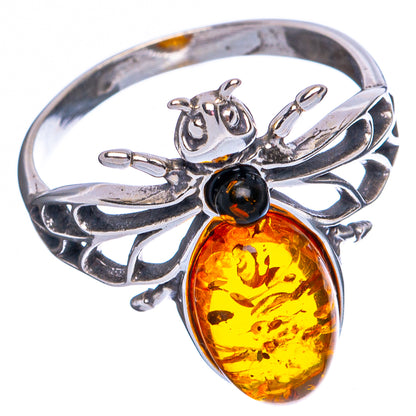 Baltic Amber Honey Bee Ring Size 7.75 (.925 Sterling Silver)