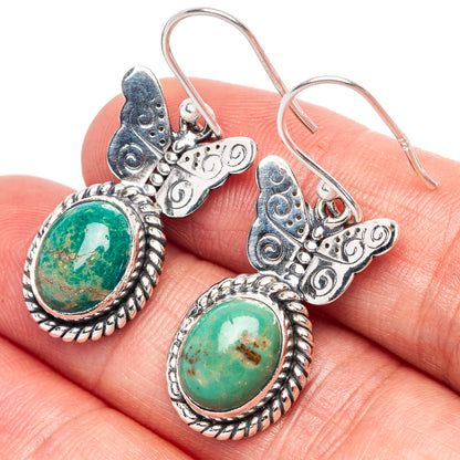 Chrysocolla Butterfly Earrings 1 3/8" (925 Sterling Silver) E1387