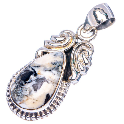 White Buffalo Turquoise Pendant 1 1/4" (.925 Sterling Silver)