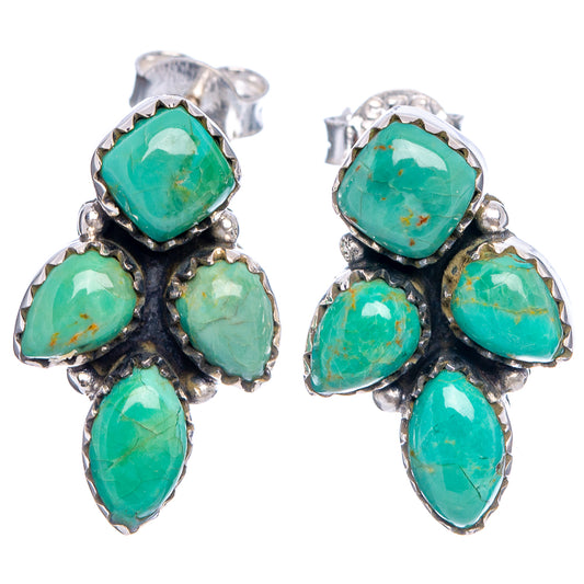 Turquoise cluster earrings, round and teardrop stones set in .925 sterling silver