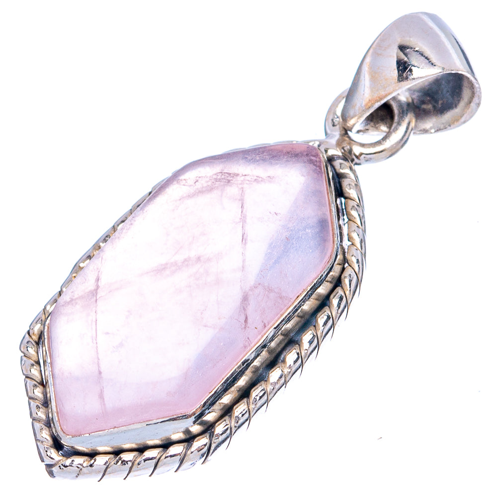 Rose Quartz Pendant 1 3/8" (925 Sterling Silver) P43498