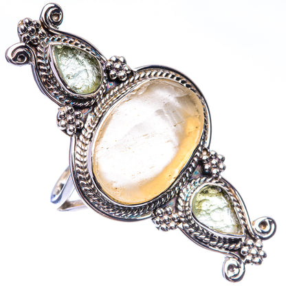 Signature Raw Libyan Desert Glass, Moldavite Ring Size 8 (925 Sterling Silver) R141720