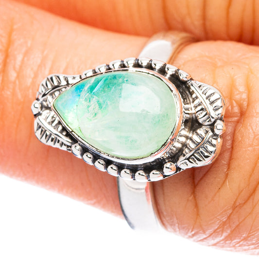 Green Moonstone Ring Size 6.5 (925 Sterling Silver) R3674