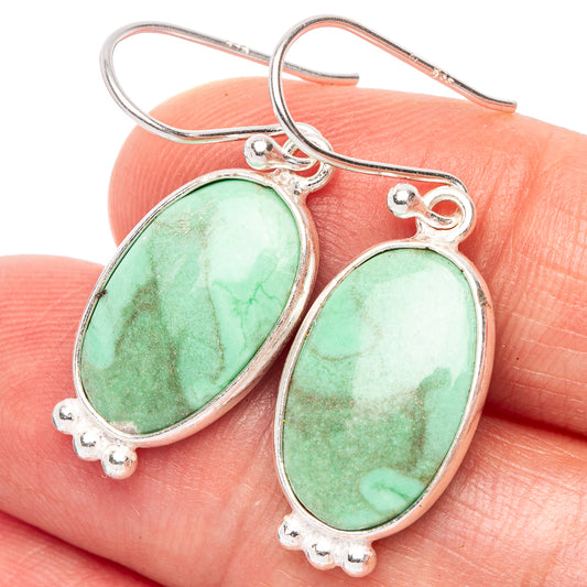 Variscite Earrings 1 3/8" (925 Sterling Silver) E2369