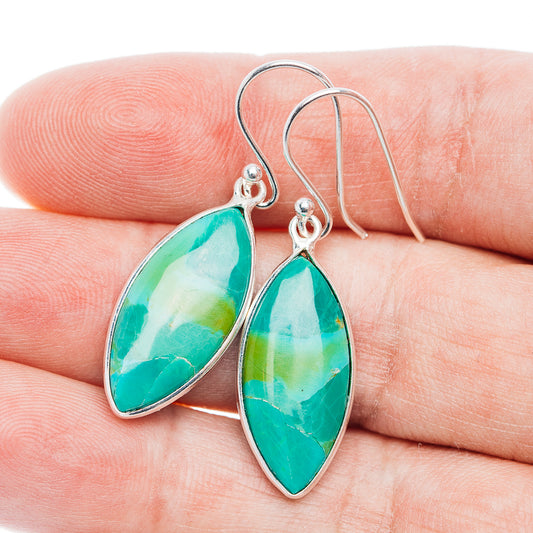 Turquoise teardrop earrings in .925 sterling silver with drop dangle hooks