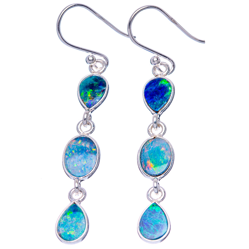 Rare Doublet Opal Earrings 1 7/8" (925 Sterling Silver) E1663