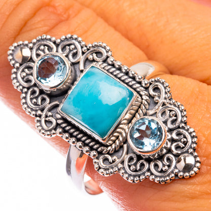 Large Larimar, Blue Topaz Ring Size 10.75 (925 Sterling Silver) R141192