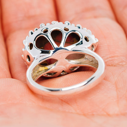 Exclusive Red Dahlia Mohave Turquoise Ring Size 7.5 (.925 Sterling Silver)