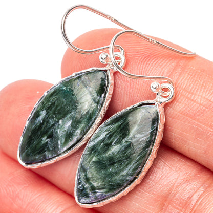 Seraphinite Earrings 1 1/2" (925 Sterling Silver) E1466