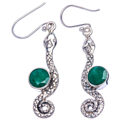 Value Green Sillimanite Snake Earrings 1 3/4" (925 Sterling Silver) E1308