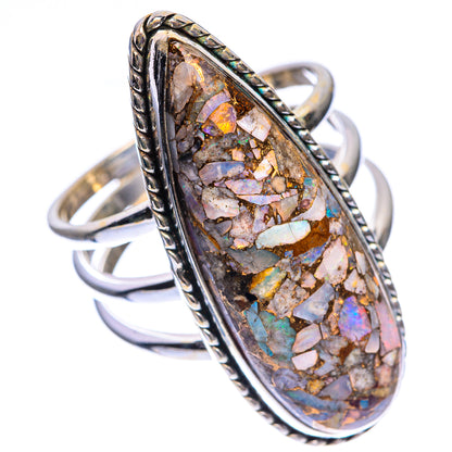 Large Copper Composite Rainbow Moonstone Ring Size 9.75 (925 Sterling Silver) RING143480