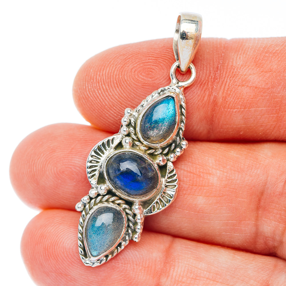Labradorite Pendant 1 3/4" (.925 Sterling Silver)