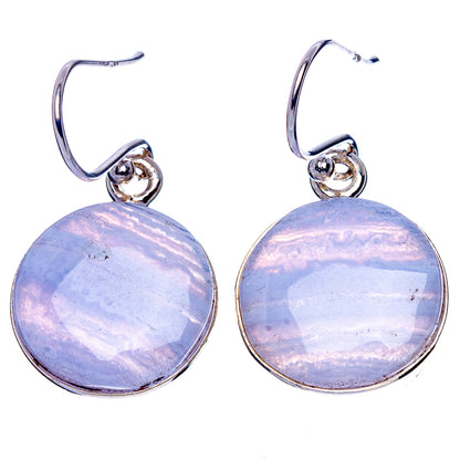 Blue Lace Agate Earrings 1 1/4" (925 Sterling Silver) E1827
