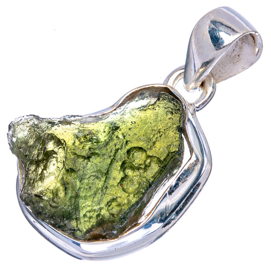 Rare Moldavite Pendant 1 1/8" (925 Sterling Silver) P43518