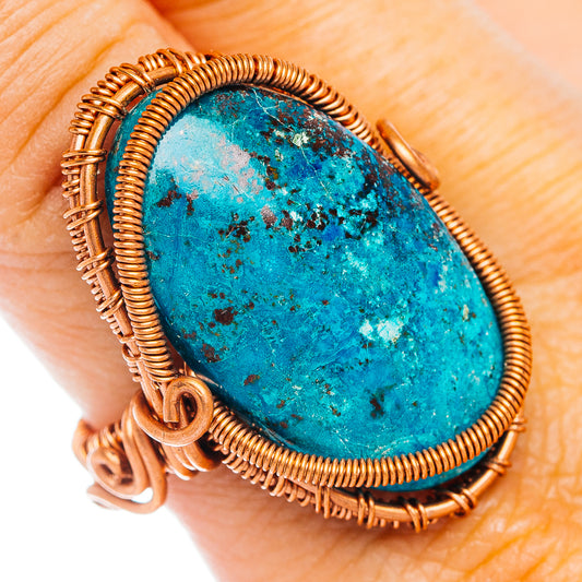 Shattuckite Wire Wrap Ring Size 9 (Copper)
