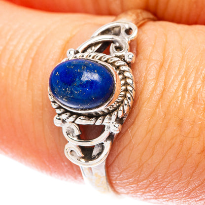 Lapis Lazuli Dainty Ring Size 7.75 (925 Sterling Silver) R5821