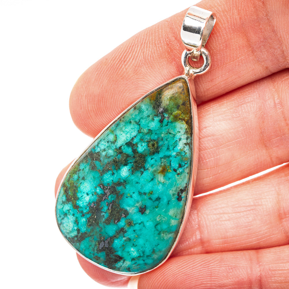 African Turqoise Jasper Pendant 2" (.925 Sterling Silver)