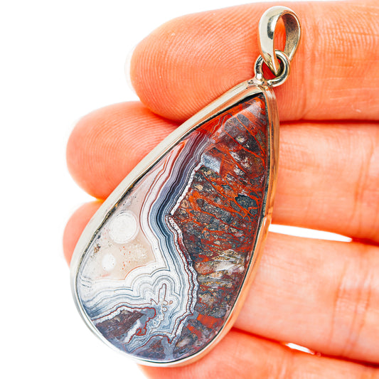 Crazy Lace Agate Pendant 2 1/8" (German Silver)