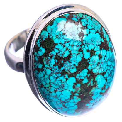 Large Tibetan Turquoise 925 Sterling Silver Ring Size 8.5