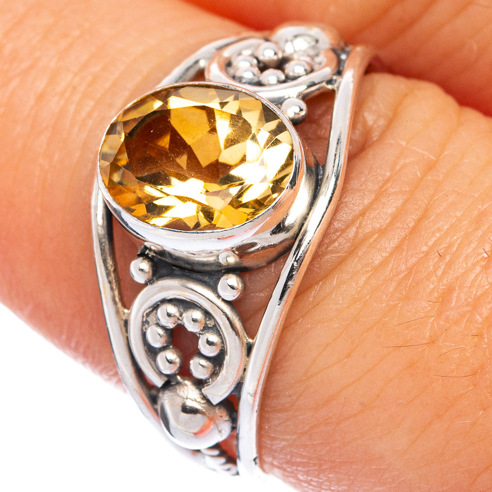 Faceted Citrine Dainty Ring Size 8.5 (925 Sterling Silver) R145650