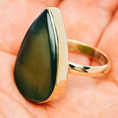 Nephrite Jade Ring Size 9 (German Silver)