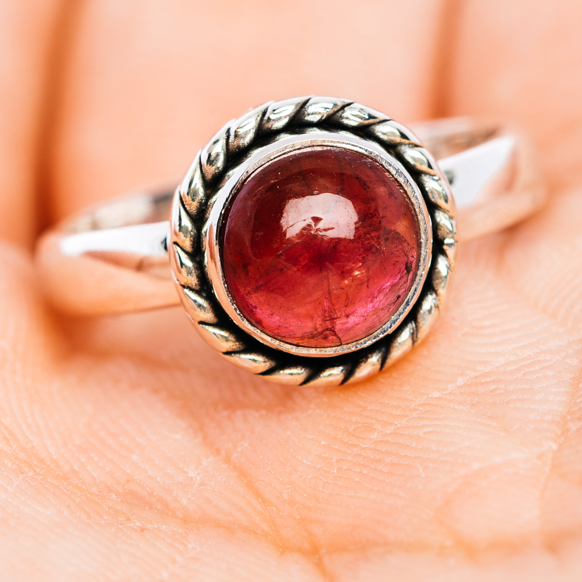 Premium Pink Tourmaline Ring Size 6.75 (.925 Sterling Silver)