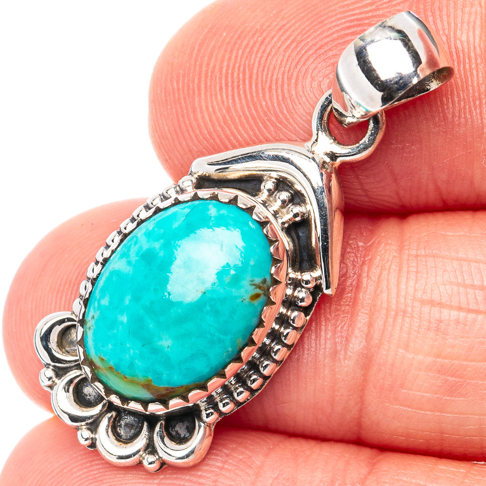 Rare Kingman Turquoise Pendant 1 1/4" (.925 Sterling Silver)