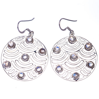 Signature Rainbow Moonstone Earrings 2" (925 Sterling Silver) E1086