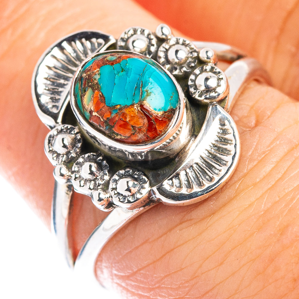 Coral Matrix Native Style Ring Size 7 (.925 Sterling Silver)