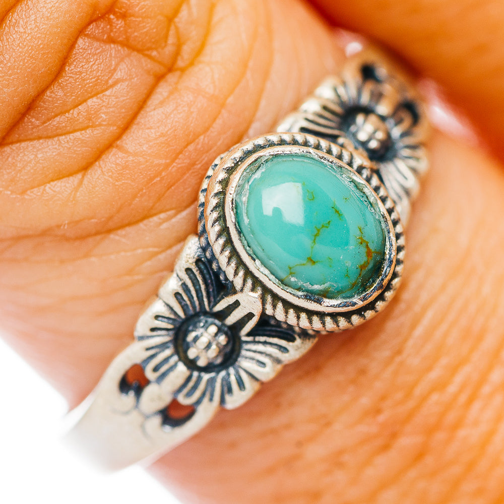 Mojave Turquoise Flower Ring Size 10.25 (.925 Sterling Silver)