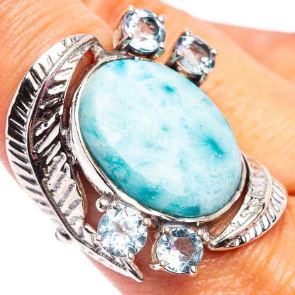 Signature Larimar, Blue Topaz Ring Size 8.25 (.925 Sterling Silver)