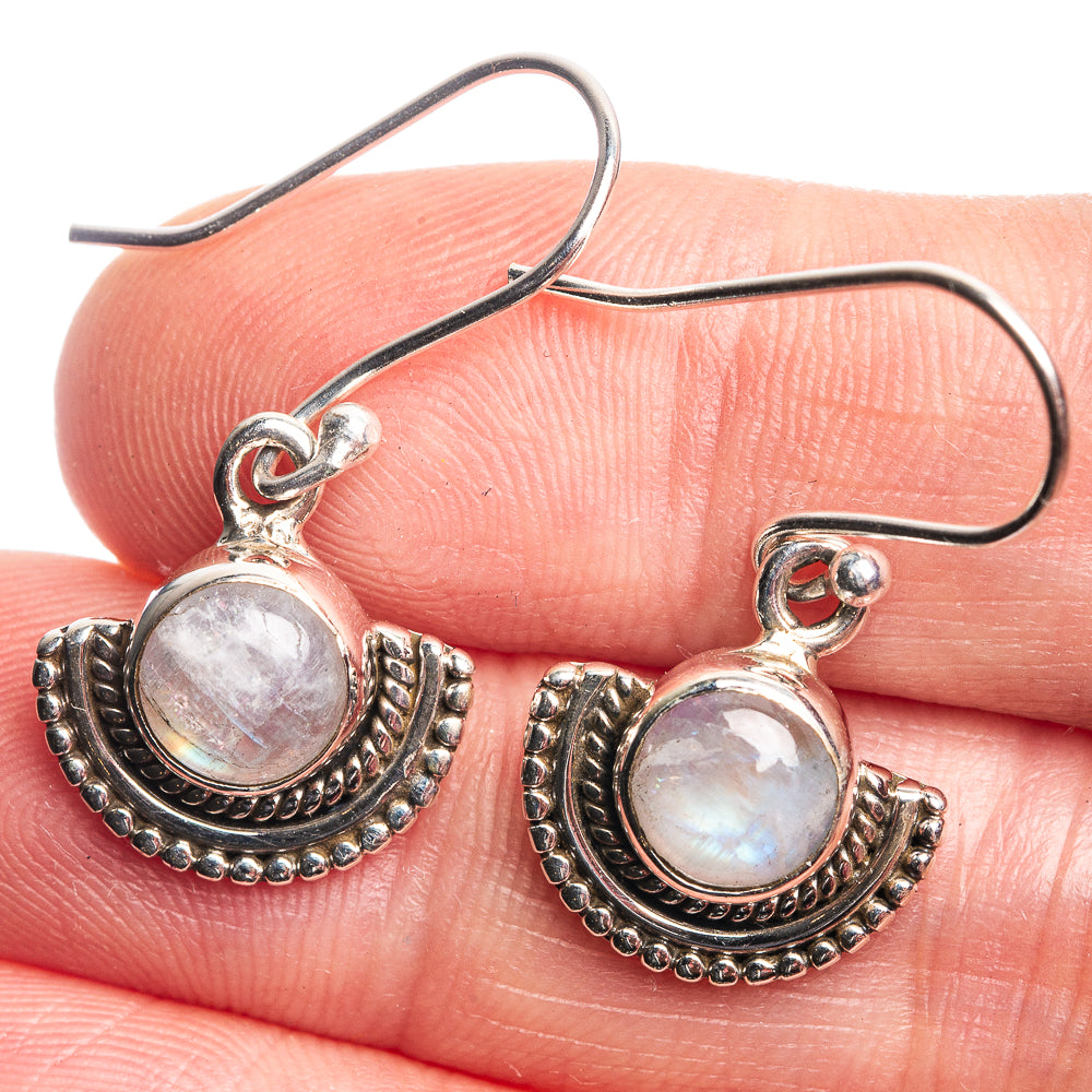 Rainbow Moonstone Dainty Earrings 1 1/4" (925 Sterling Silver) E432495