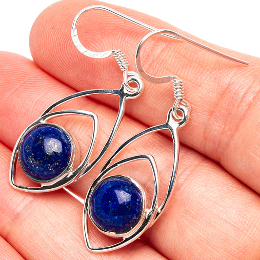 Lapis Lazuli 925 Sterling Silver Premium Earrings 1 5/8" (925 Sterling Silver) E2255