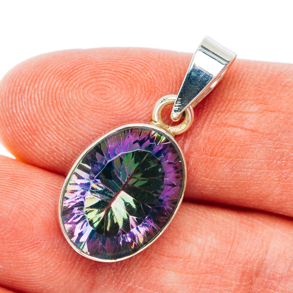 Premium Mystic Topaz Pendant 1 1/8" (.925 Sterling Silver)