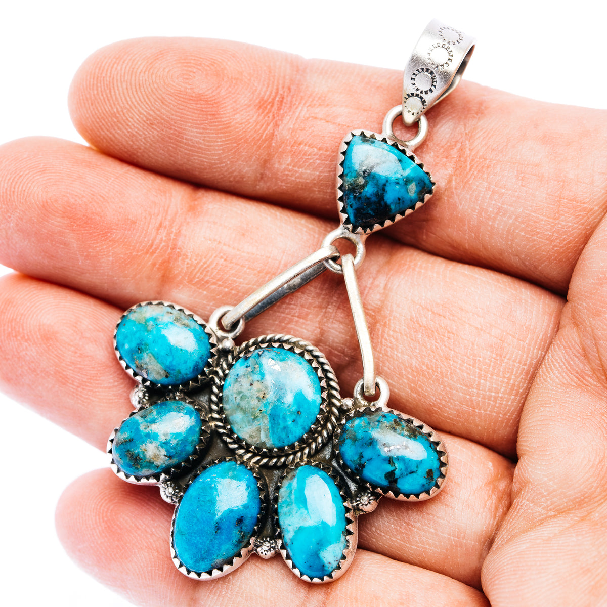 Rare Ithaca Peak Turquoise Pendant 2 5/8" (.925 Sterling Silver)