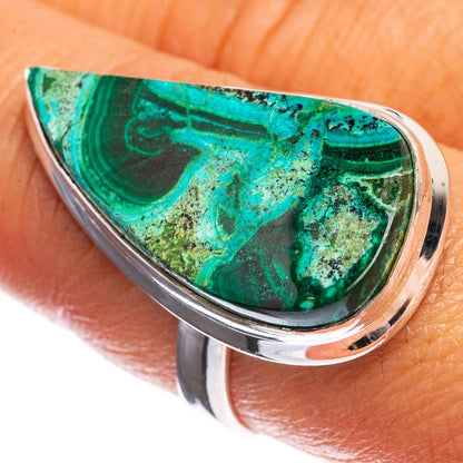 Malachite In Chrysocolla 925 Sterling Silver Ring Size 8.25