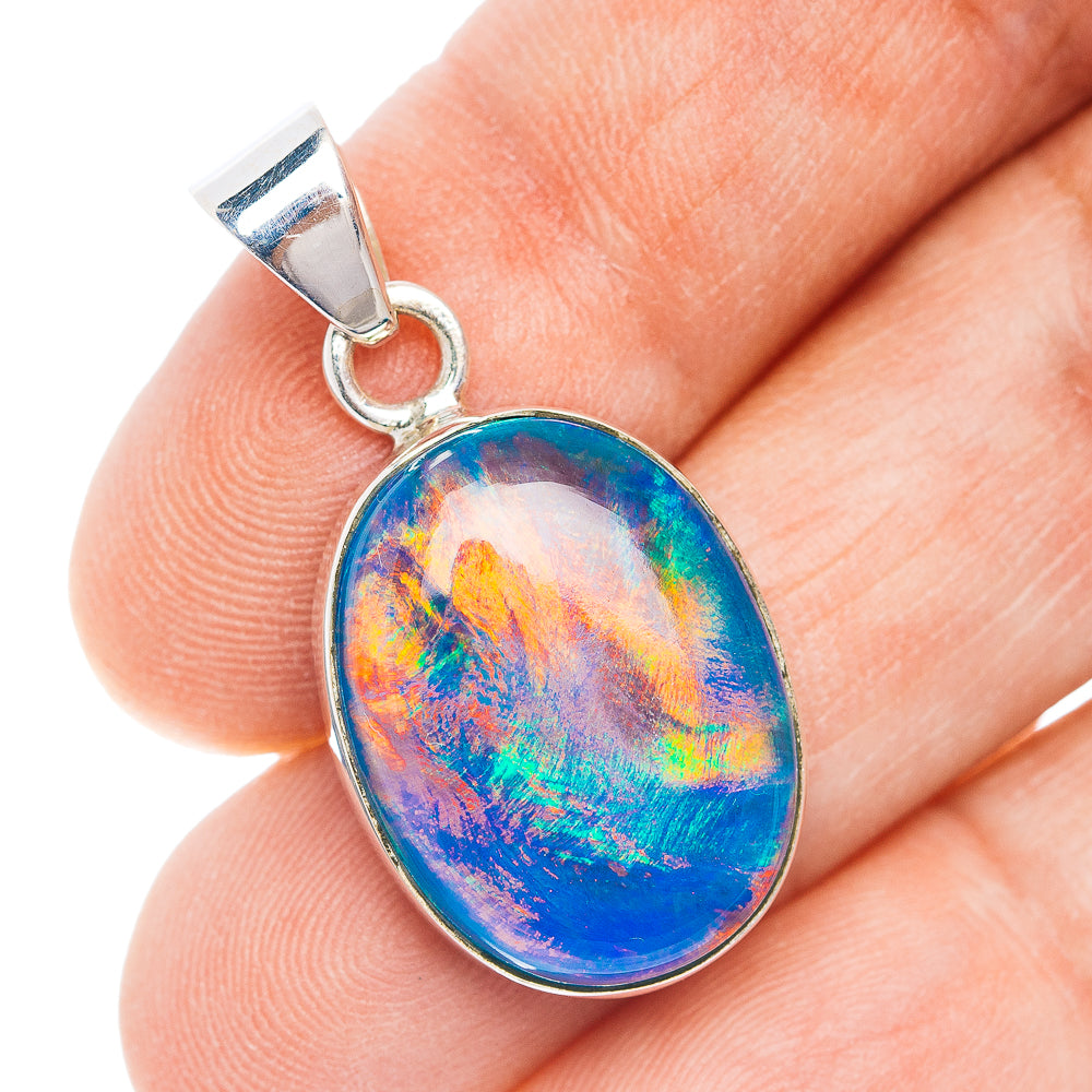 Aurora Opal Pendant 1 3/8" (.925 Sterling Silver)