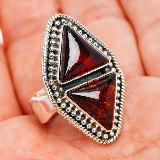 Exclusive Baltic Amber Ring Size 7 Adjustable (.925 Sterling Silver)