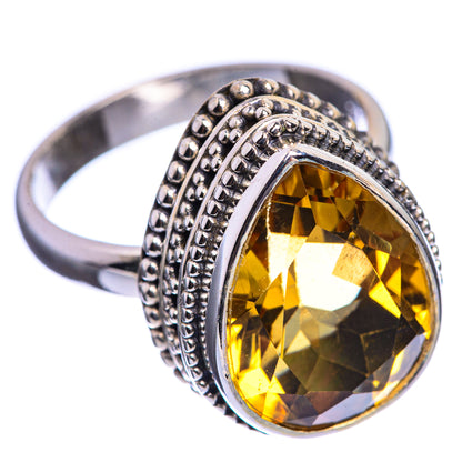 Faceted Citrine 925 Sterling Silver Ring Size 8