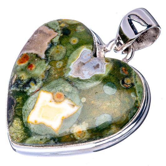 Rainforest Opal Heart Pendant 1 3/8" (925 Sterling Silver) P40923