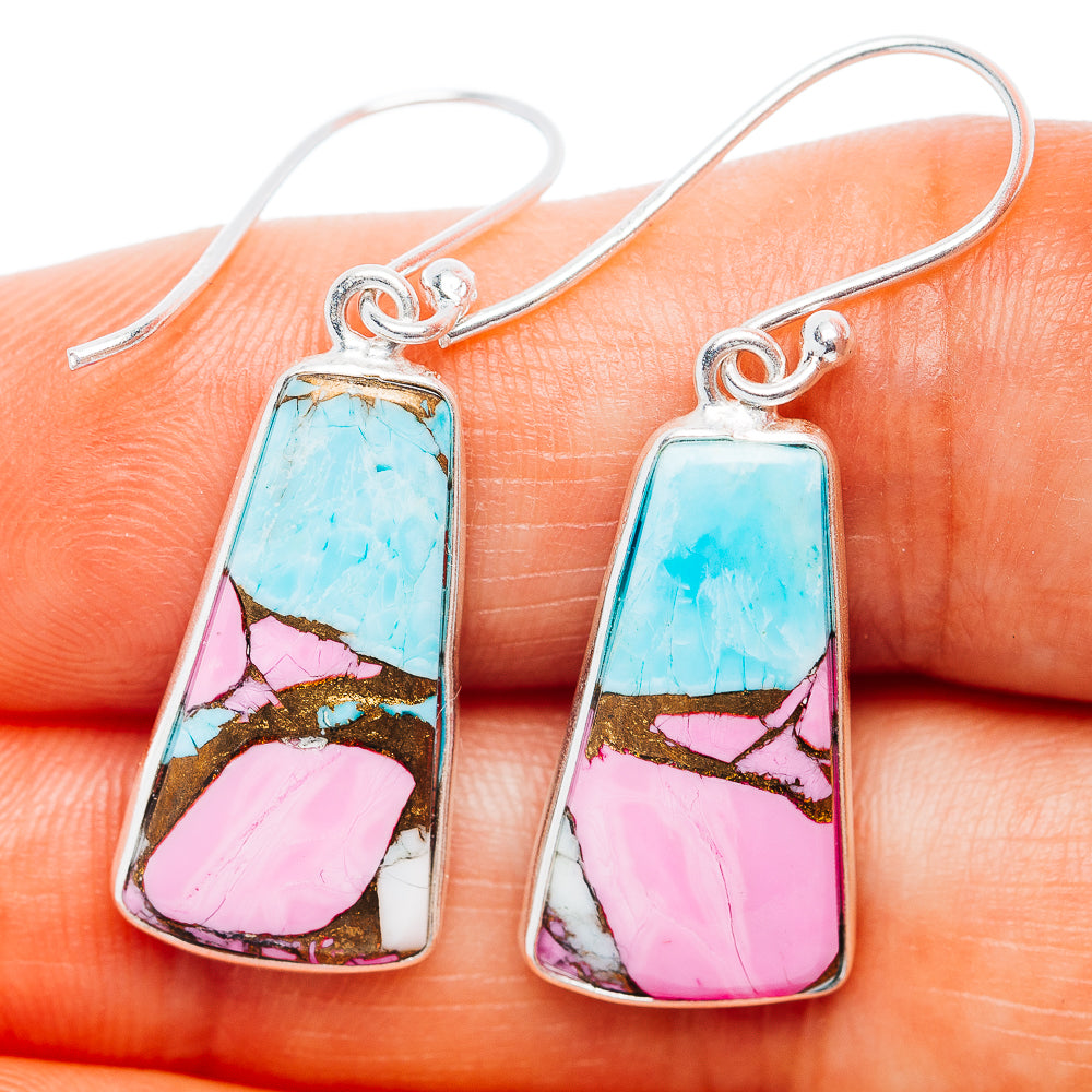 Cotton Candy Turquoise Earrings 1 1/2" (.925 Sterling Silver)