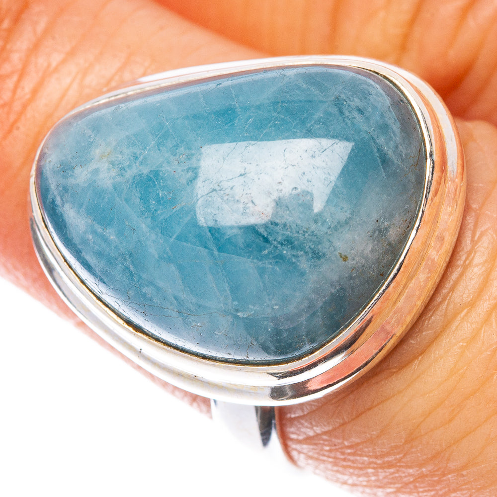 Natural Aquamarine Ring Size 7.75 (925 Sterling Silver) R1583