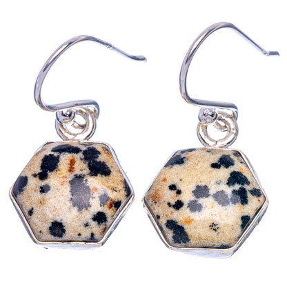 Dalmatian Jasper Earrings 1 1/8" (925 Sterling Silver) E1811