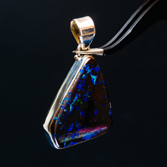 Premium Australian Boulder Opal Pendant 1 5/8" (.925 Sterling Silver)