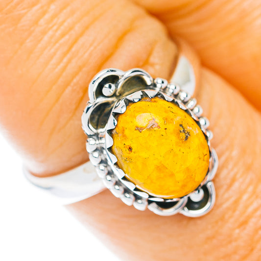 Southwestern Style Honey Dahlia Turquoise Ring Size 7.75 (.925 Sterling Silver)