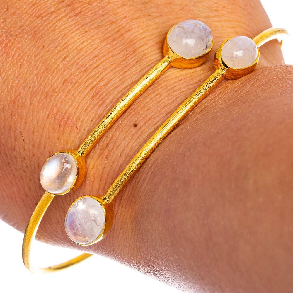 Rainbow Moonstone Cuff Bracelet 7 To 8" (925 Sterling Silver) BR90347