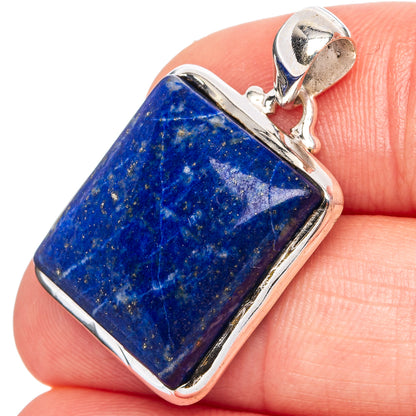 Sterling silver lapis lazuli pendant with rectangular blue stone and top bail