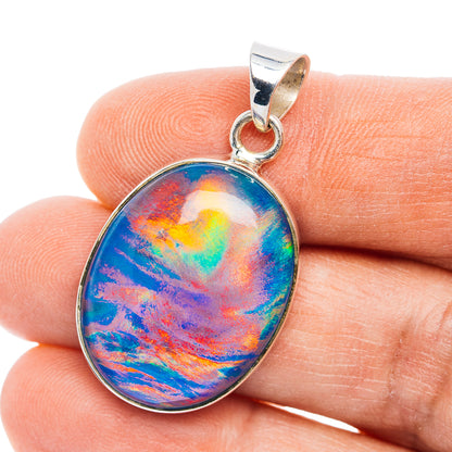 Aurora Opal Pendant 1 1/2" (.925 Sterling Silver)