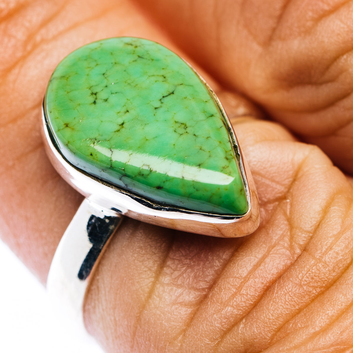 Tibetan Turquoise Ring Size 7 (.925 Sterling Silver)