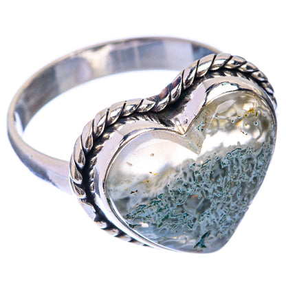 Green Moss Agate Ring Size 9.25 (925 Sterling Silver) R141327